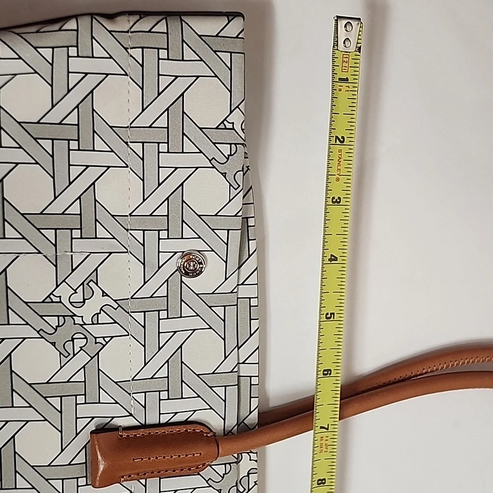 Tory Burch Signature Basketweave Print Cotton Canvas Tote NWT Retail Is $448 WOW - Picture 9 of 13